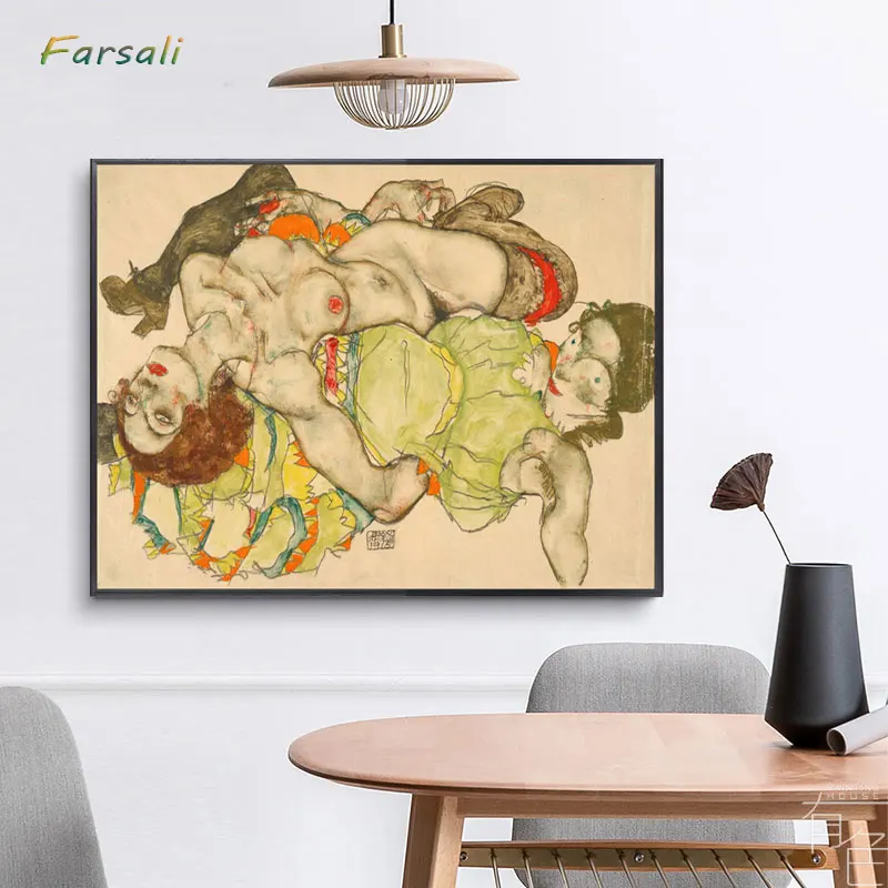 Egon Schiele مجردة الرجعية النفط اللوحة الأصفر مدينة قماش الفن طباعة ملصق صورة جدار ديكورات منزلية الجداريات/طباعة فنية