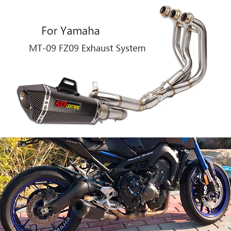 Full Exhaust System for Yamaha MT-09 Tracer FZ09 XSR900 Motorcycle Front Mid Link Pipe Slip On 51mm Muffler Escape Db Killer