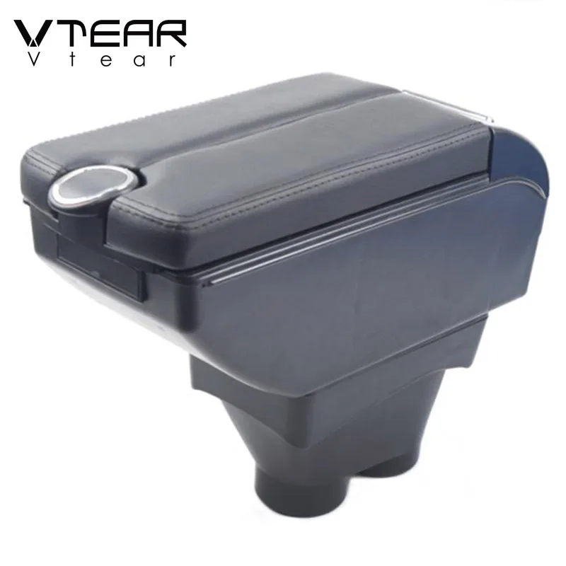 Vtear Armrest Pad Center Console Storage Box USB Arm Rest Car-Styling Decoration Interior Accessories Organizer For Peugeot 208