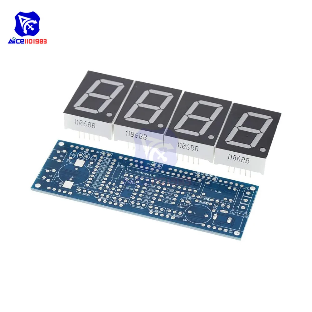 diymore 51 Single-chip Digital Clock LED Display Kit Light Control Date/Time/Temperature Alarm Buzzer Electric Learning Kit