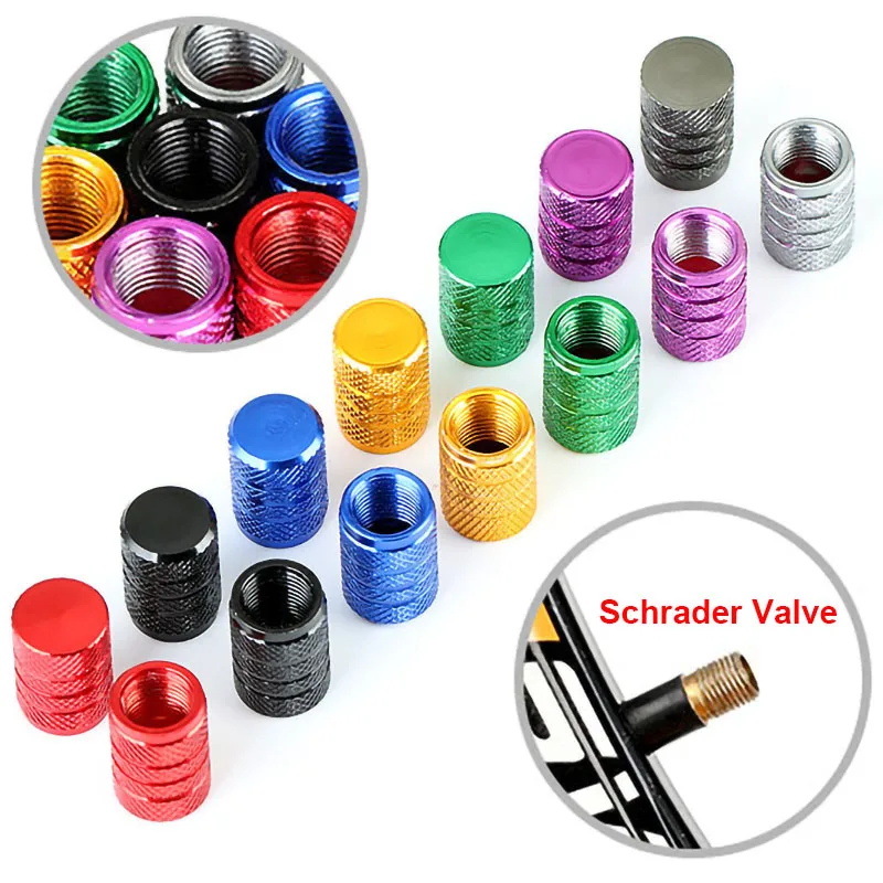 4PCS Bicycle Valve Caps Schrader Valve Caps Cars Motorcycles Trucks Bikes Wheel Tire Valve Stem Covers Bike Bicycle Accessories