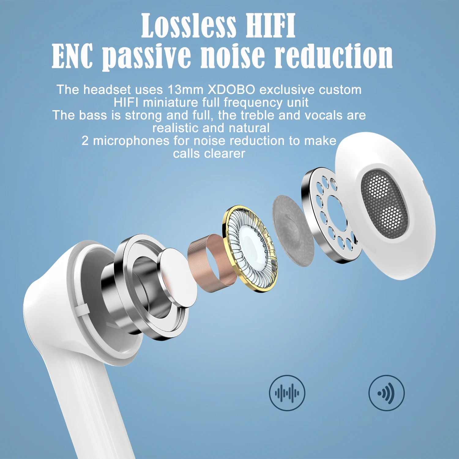 XDOBO-auriculares inalámbricos Gem2005 TWS, cascos con Bluetooth 5,2, Qualcomm 3040, aptX, cancelación de ruido, 40H de tiempo de reproducción, VS TWS200, Onyx Ace