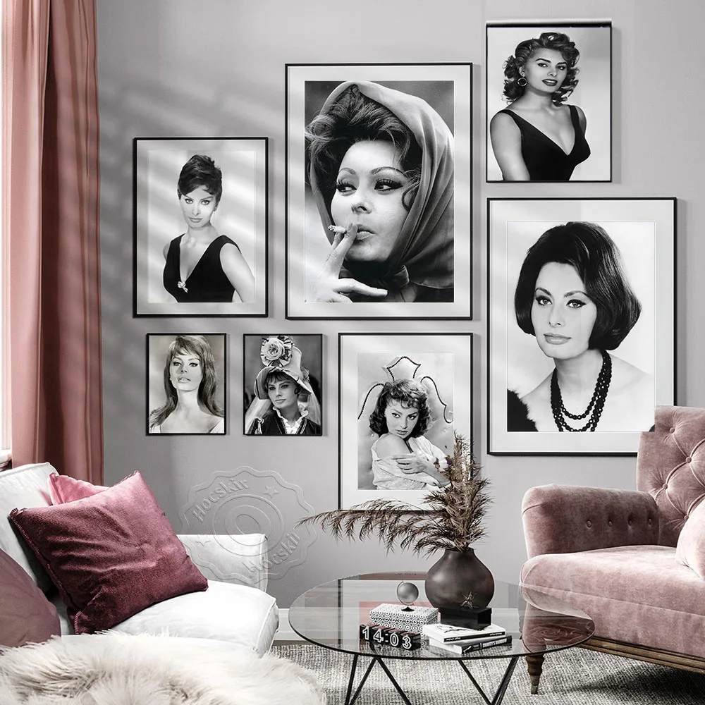 Sophia Loren Poster, Sophia Wall Decor, Loren Canvas Painting, Star Poster, Movie Poster, Black and White Poster, Home Decor,