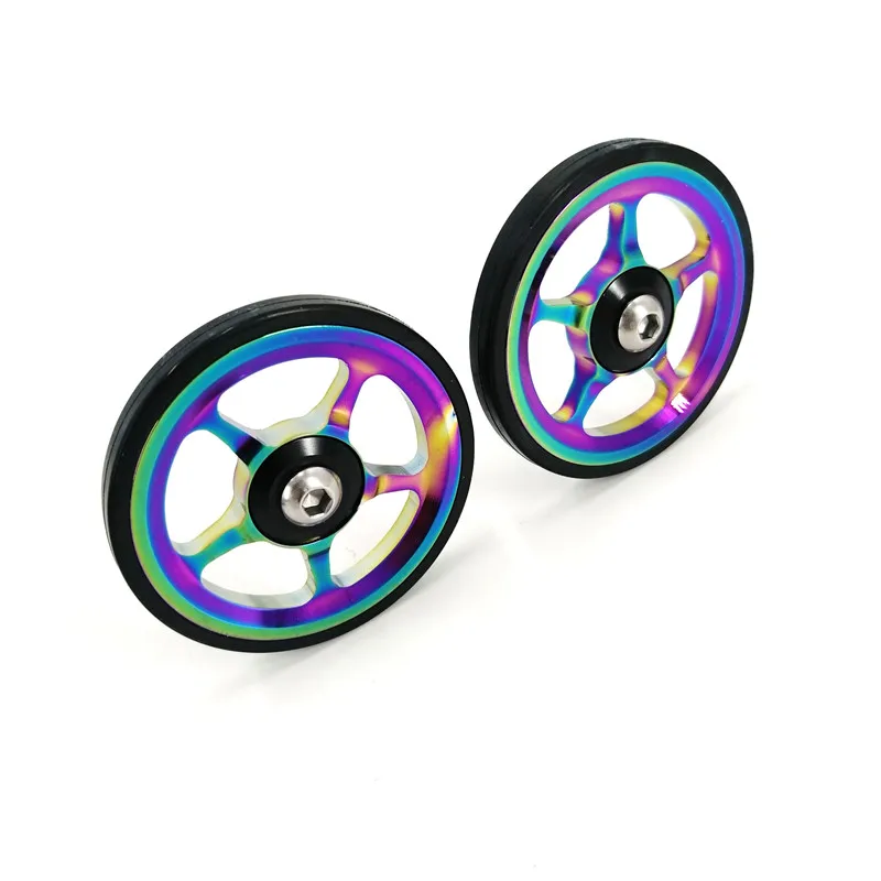 Litepro For Brompton Folding Bike Titanium-plating Colorful Easywheel Aluminum Alloy Bearing Easy Wheel Rear Rack Wheels