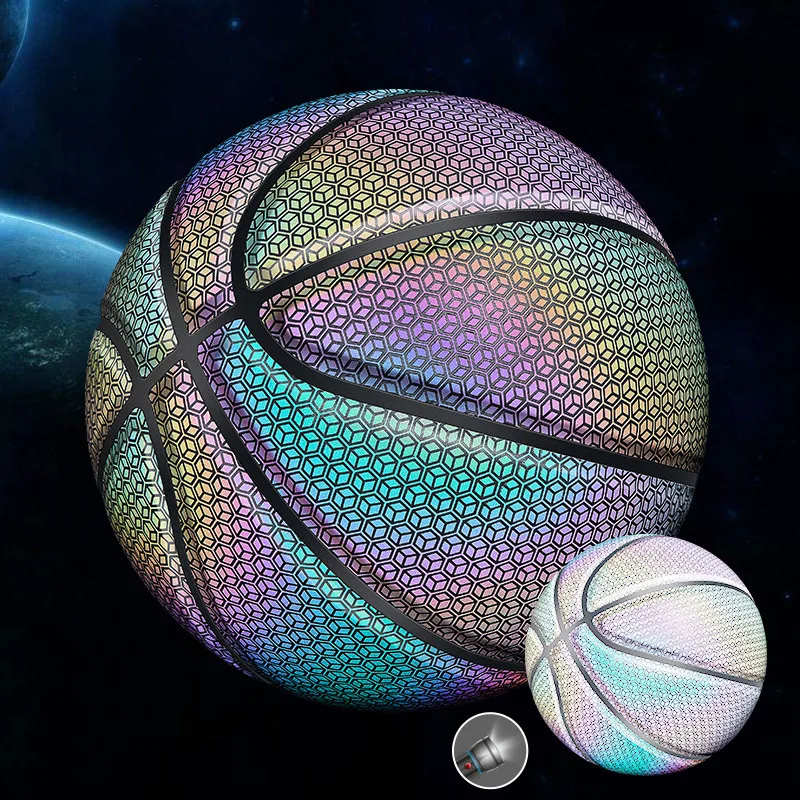 Holographic Reflection Luminous Fluorescent Basketball Rainbow Star Sky Hot Online Cool Basketball Lighting Effects Shiny Size7