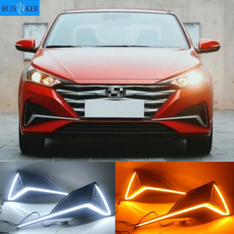 LED DRL Daytime Running Light Fog Lamp 12V Car Running Lights for Hyundai Accent Solaris Verna 2020