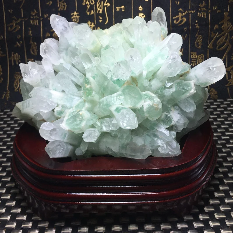 1660g Natural green ghost crystal home decor Mineral samples healing +stand