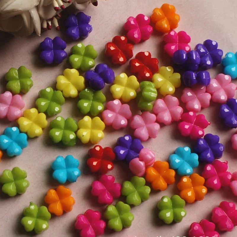 50Pcs/Lot 6x11mm Acrylic Mixed Color Four Petal Love Flower Shape Beads For Jewelry Making DIY Bracelet Necklace Accessories