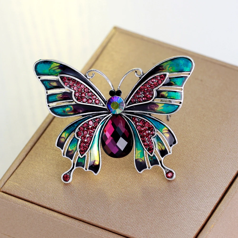 Rinhoo Vintage Schmetterling Flügel Brosche Elegante Tier Strass Imitation Perle Insekt Schmetterling Pin Abzeichen Hochzeit Partei Schmuck – Detail 26