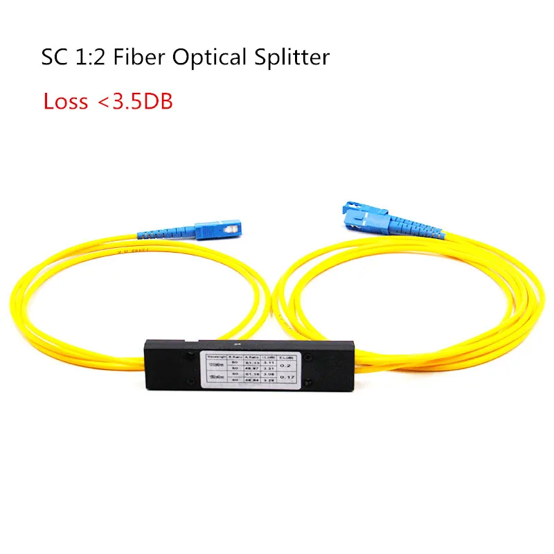 High Quality FTTH 1x2 SC FC fiber splitter Wavelength 1310-1550nm FBT splitter Optical Coupler pigtails loss less than 3.5db