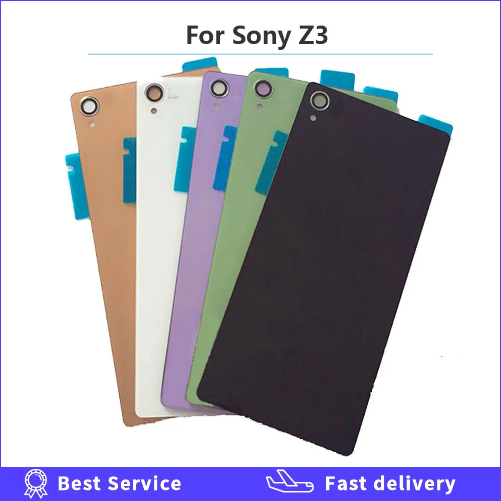 For Sony Xperia Z3 Glass Back Housing Battery Cover Rear Door Replacement Parts Case For L55T D6603 D6643 D6653 D6633 with NFC