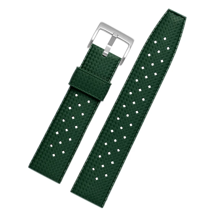 Soft breathable silicone watchband waterproof rubber strap for S-eiko SRPD63 H-amilton watch male 20mm 22mm black green bracelet