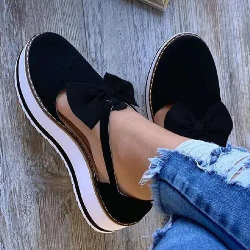 

New Women flats shoes For Women black red Bow Sandals Summer Shoes Flip Flop Comfortable autumn Retro fashion Sandals Large size