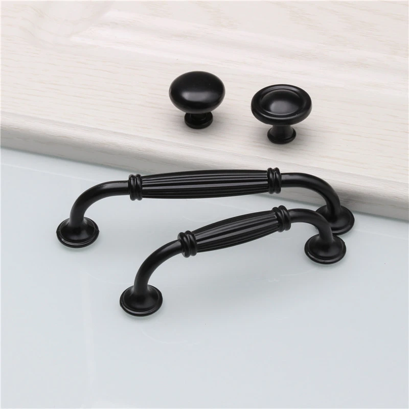 Black Durable Aluminum Alloy 96/128mm Single Hole Door Handle for Furniture Drawer Kitchen Cupboard Cabinet Drawer Pull Knobs