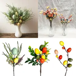 Easter Egg Tree Branch Easter Decoration Colorful Painting Foam Egg Flower Fake Plant DIY Easter Festival Party Home Vase Decor