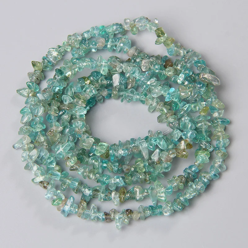Quality Natural Genuine Raw Mineral Blue Transparent Apatite Fluorapatite Chip Nugget Beads Free Form Loose Rough Beads 3-5MM