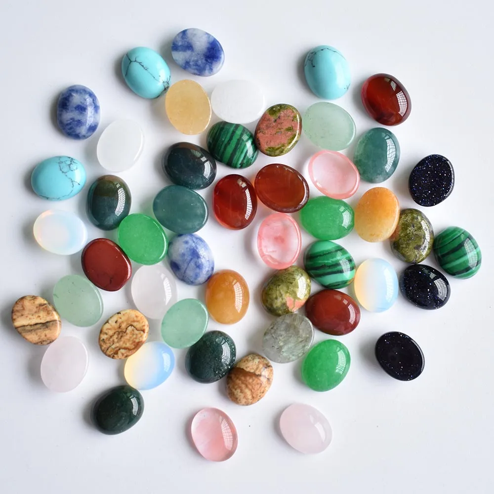 Wholesale high quality natural stone, all sizes of oval no hole beads for jewelry making free shipping