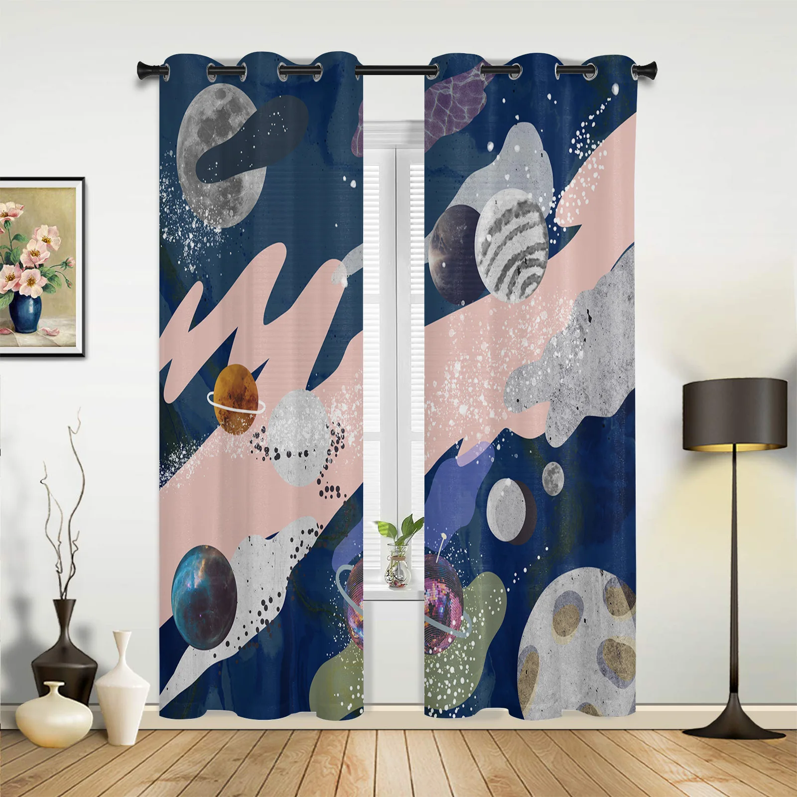 Planet Doodle Large Curtains For Living Dining Modern Simple Curtains Finished Curtains For Dining Room Bedroom