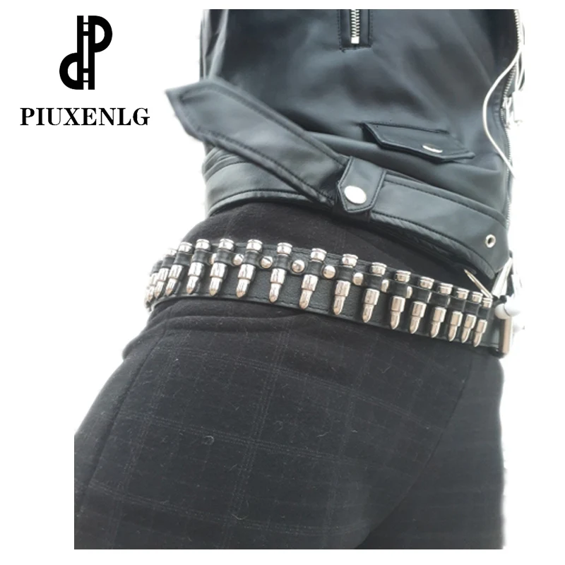 Hollow Bullet Decoration Belt Fashion Ladies Leather Luxury Studded Gift Man’S Goth Rock Wild Adjustable Women’S Punk Black Belt