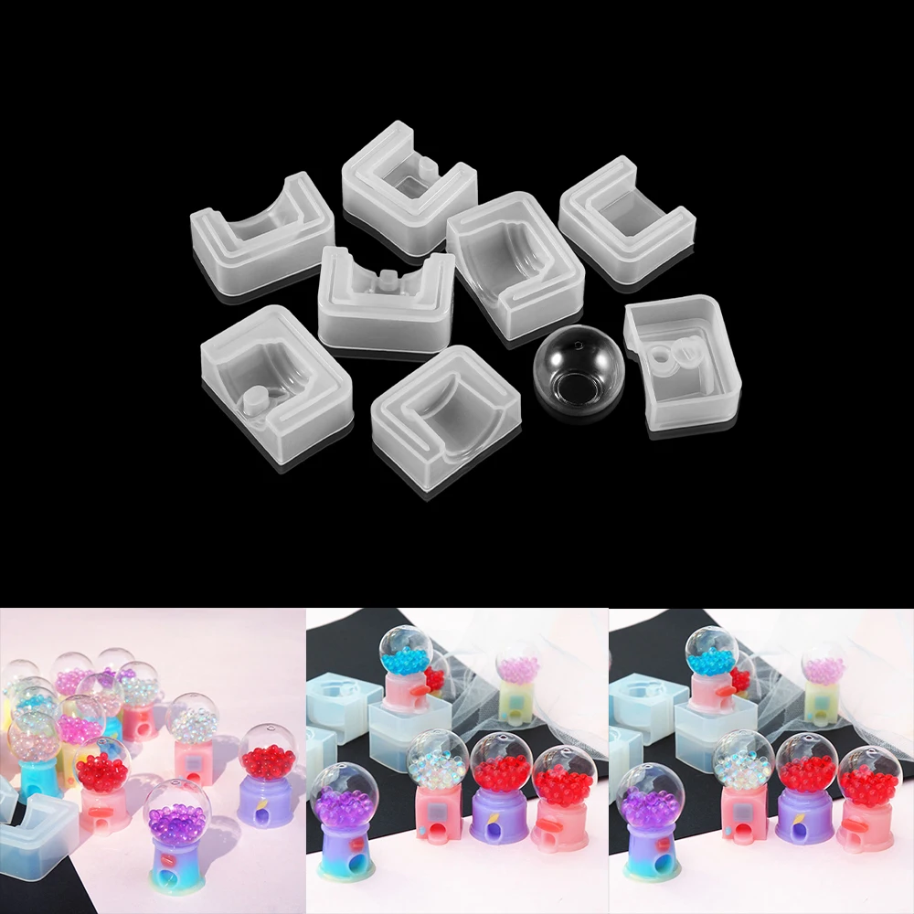 Gum balls Gashapon Machine Resin Mold Set Handmade Classic Glass Candy Twirling  Funny Game Toy Pendant Resin Mold Art Crafts