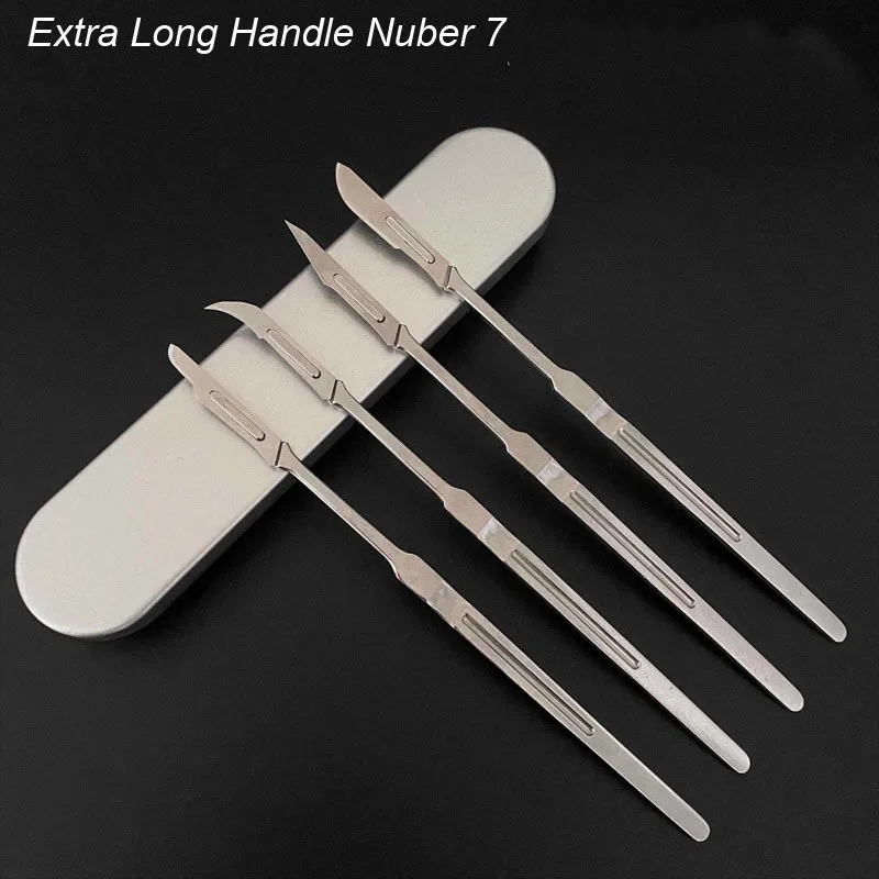 Upgraded Long & Thick Handle Carbon Steel Carving Scalpel Blades Medical Cutting Sliding Scalpel Knife Storage Blade 10 11 12 15