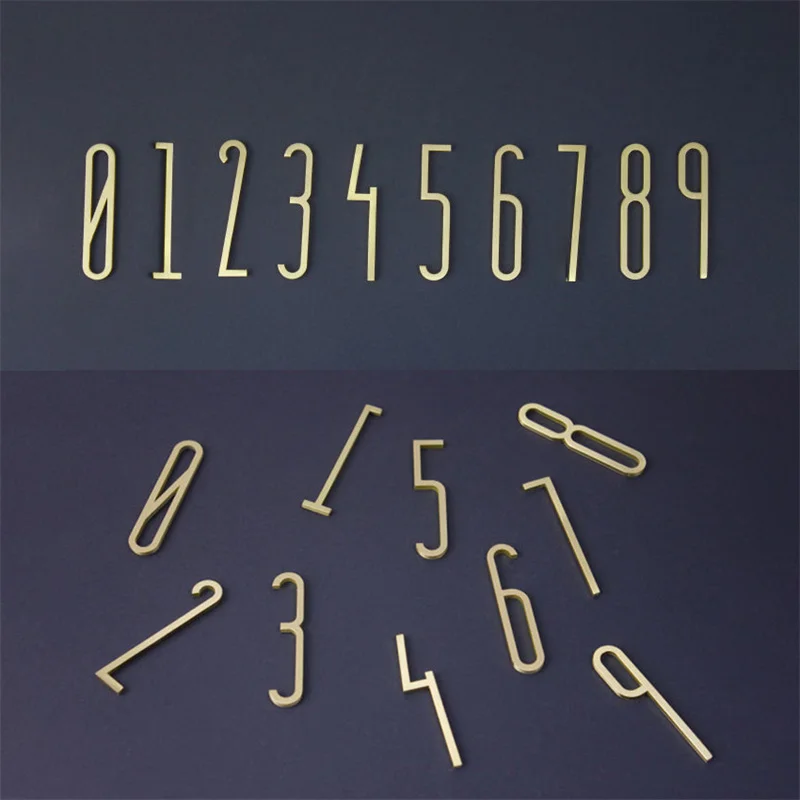 Height 7cm Golden Brass House Number And Letters Home Decor House Villa Hotel Apartment Door Plates Figures Door Plaque Sign