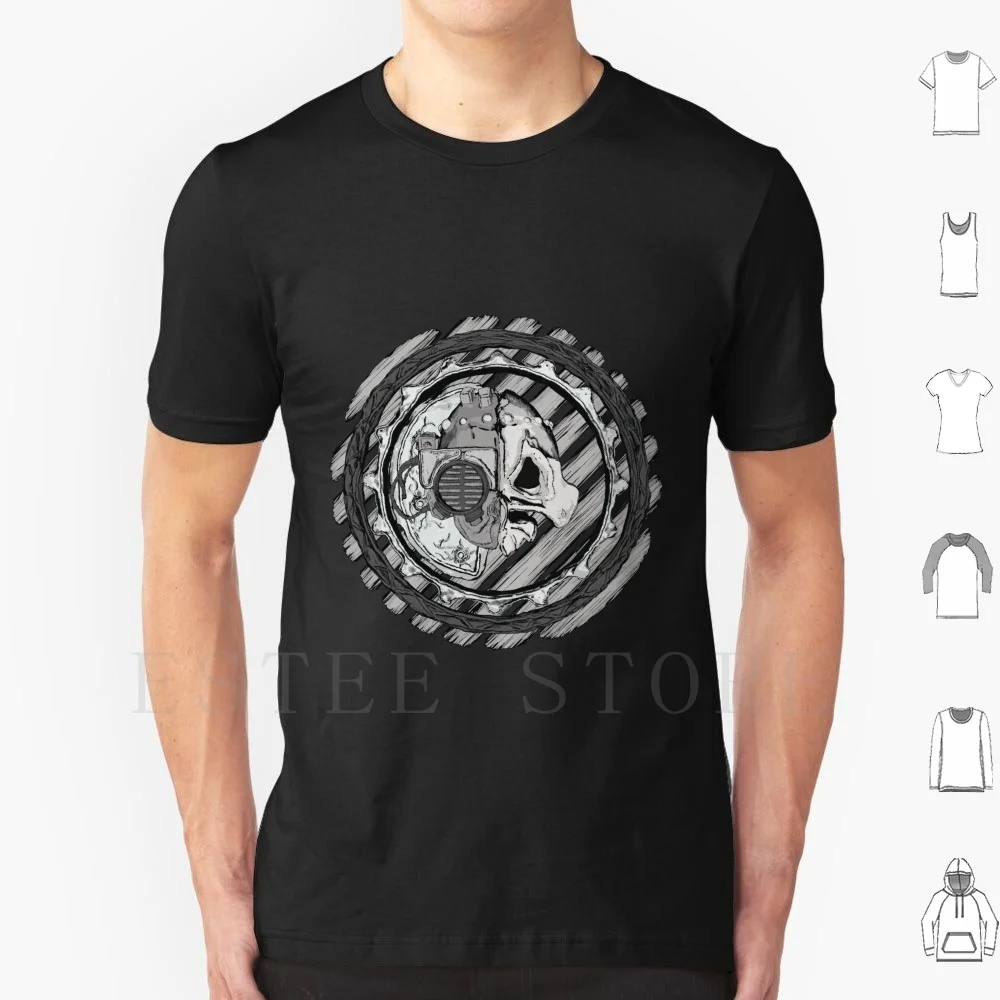 From Planet T Shirt Cotton Men DIY Print Shooter Outfit Cartoon Comic Head Hunter Fx Black White Design Vector