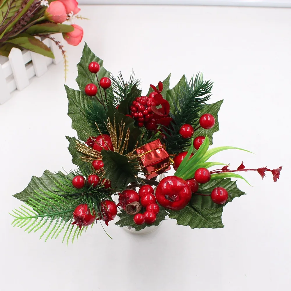 Artificial Flower Leaf Plastic Artificial Berry Bouquet Wedding Party Home Christmas Decoration Photography Scenery Accessories