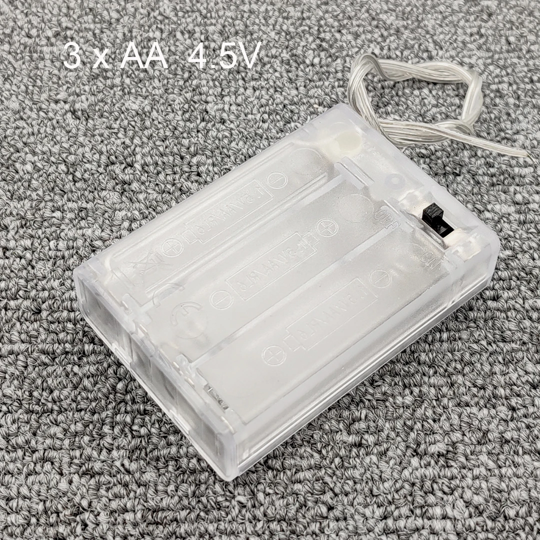 3 AA 4.5V Battery Holder Box Case With Switch New AA Battery Holder Box Case With Switch Transparent