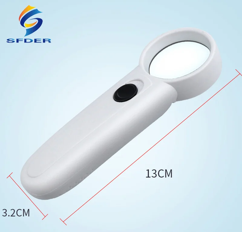 15X เครื่องหมายอัศเจรีย์ Mark Type แว่นขยาย LED คู่พลาสติกแบบพกพาแว่นขยาย