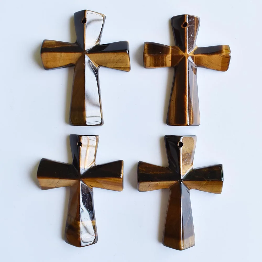 

2020 New fashion best selling natural tiger eye stone cross pendants Charm fit Necklaces jewelry making 8pcs/lot wholesale free