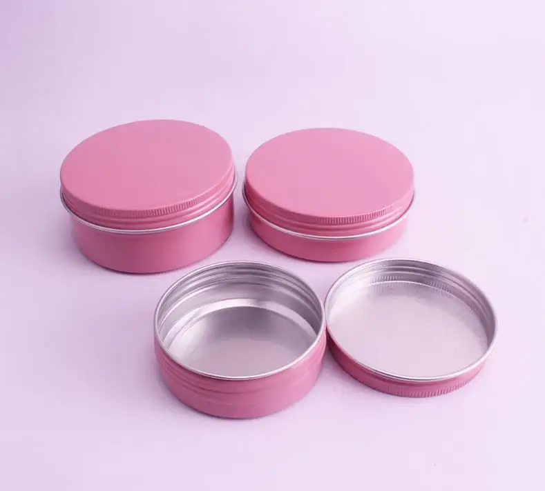 Empty Pink Aluminum Lip Balm Containers Cosmetic Cream Jars Tin Crafts Pot Bottle 60ml 100ml 150ml SN2967