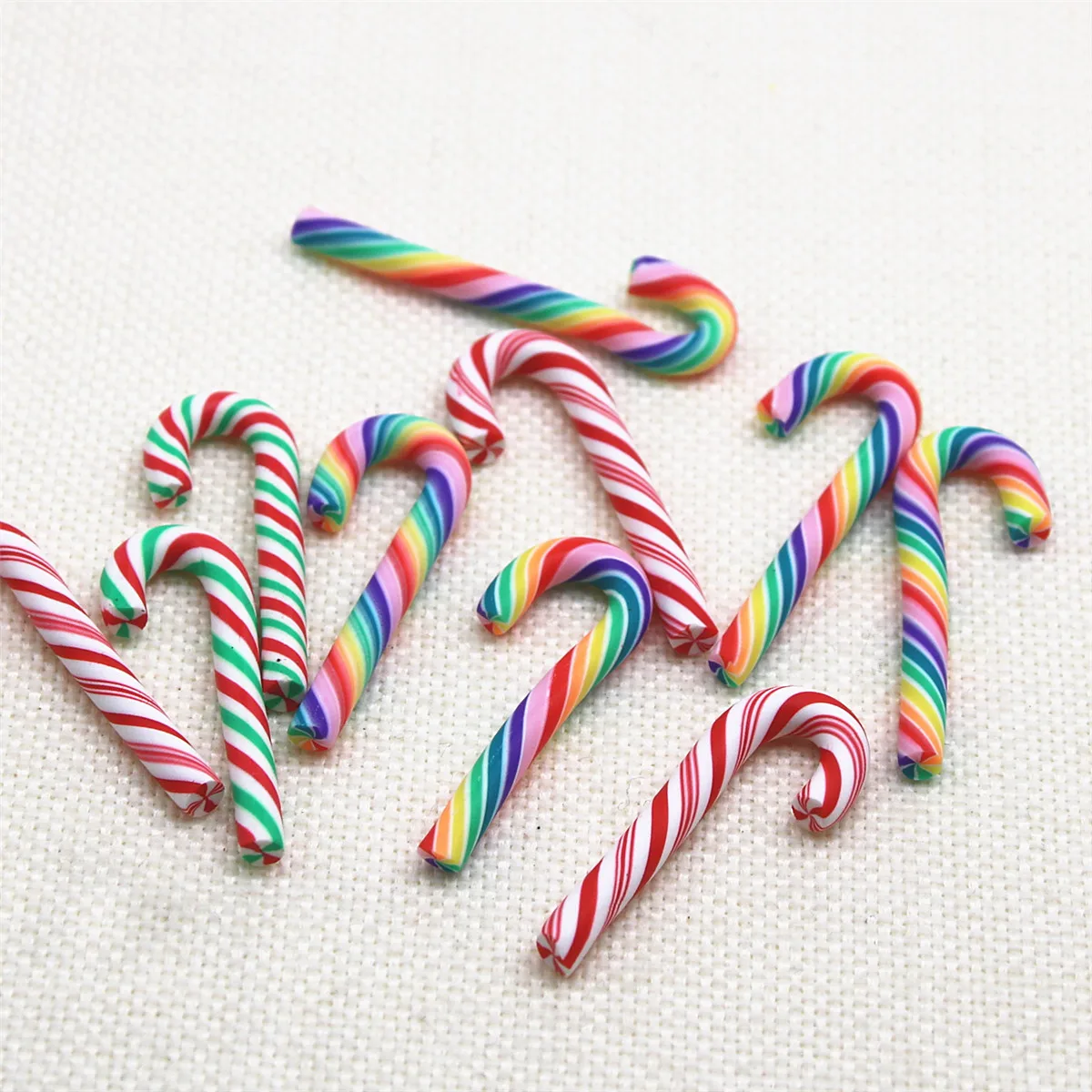 10/20pcs polymer clay Christmas Candy canes flat back Cabochon Art Supply Decoration Charm decoration craft