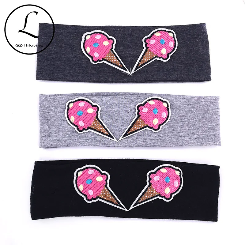 

Summer Baby Girls Ice Cream Patch Cotton Headbands Soft Elastic Cotton Hairbands for Kids Childs Girls Hair Bands Accessories