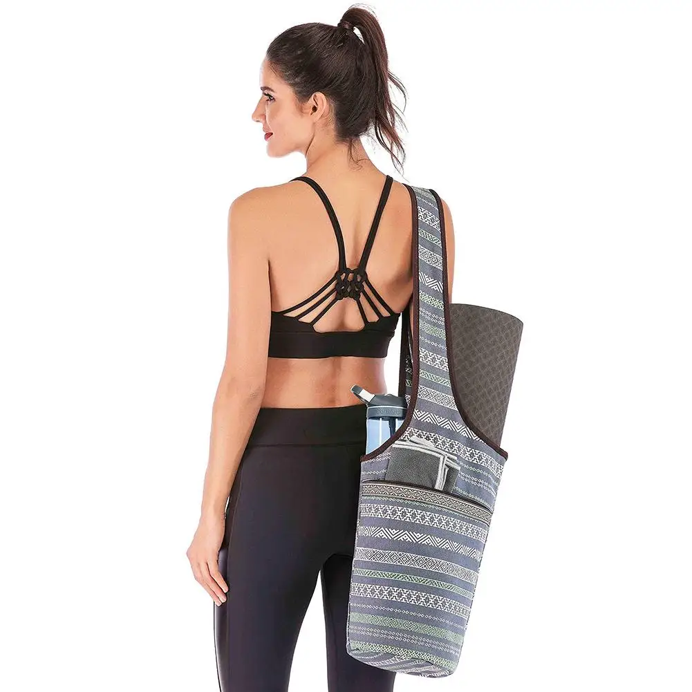 Sac en toile pour tapis de Yoga, élégant, style bohème, pour l'extérieur, équipement de Fitness, Pilates, avec plusieurs poches