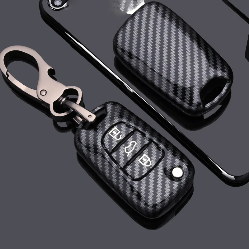 Glossy Carbon fiber ABS Car Key Cover case For Hyundai i20 i30 i35 iX20 iX35 Solaris Verna For Kia RIO K2 K5 Sportage Sorento