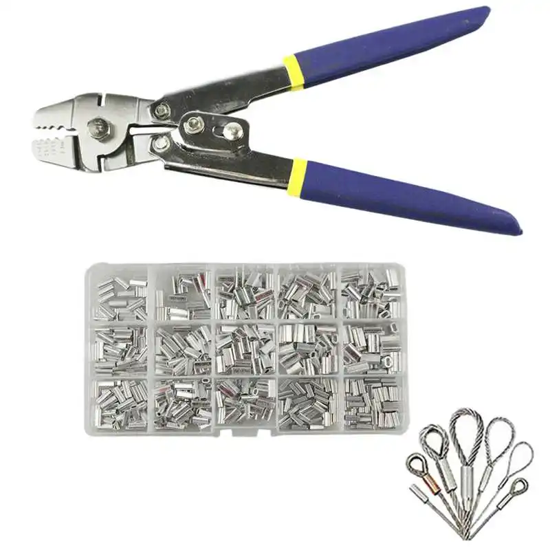 

Stainless Steel Fishing Pliers Wire Rope Crimping Tool with 150Pcs Ferrule Crimping Loop Kit for Crimpers & Crimping Sleeves Too