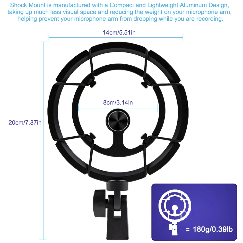 Mic Shock Mount dla niebieskiego mikrofonu najnowszy stop Shockmount redukuje wibracje i wstrząsy dopasowane ramię wysięgnika stojak mikrofonowy