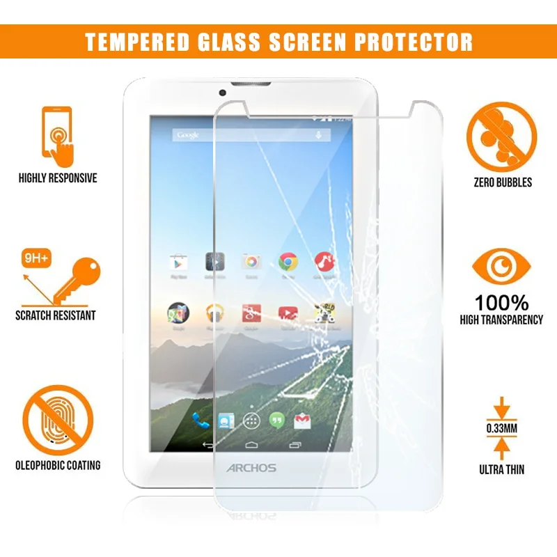 

Screen Protector for ARCHOS 70b Xenon Tablet Tempered Glass 9H Scratch Resistant Anti-fingerprint HD Clear Film Guard Cover