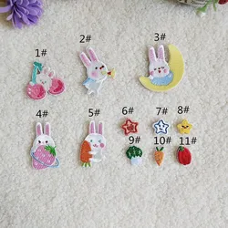 Self-adhesive High Quality Small Cartoon Rabbit Cherry Star Embroidered Patches for Clothing Iron on Clothes Sticker Appliques