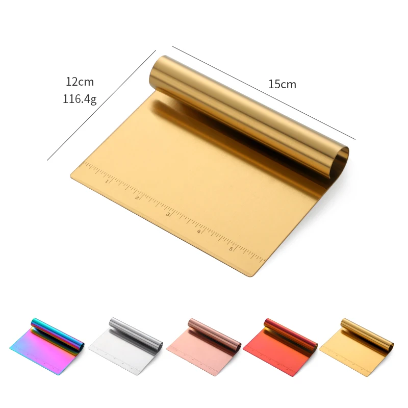 1PC Metal Scraper Cake Stainless Steel Dough Cutter Manual Pastry Spatulas Pizza Scraper Baking Pastry Tools Kitchen Accessories