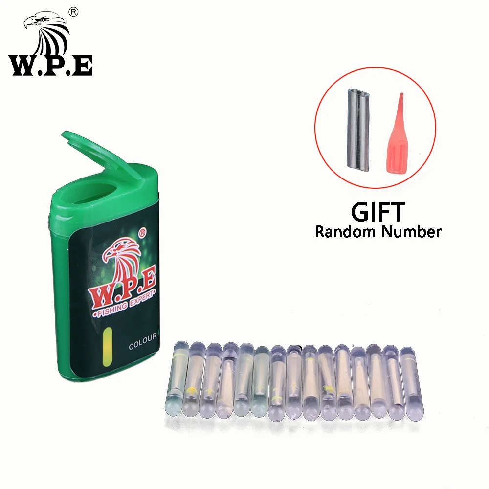 W.P.E 30pcs Fishing Lightstick 4.5*39mm Carp Fishing Tackle Light Night Float Fluorescent Glow Stick Luminous Fishing Float