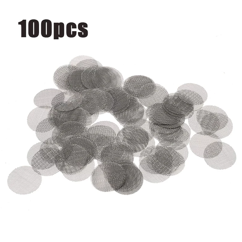 100Pcs 16/20Mm Rvs Pijp Filter Zilver Schermen Waterpijp Waterleidingen Gaas Mesh Netto Tabak roken Accessoires