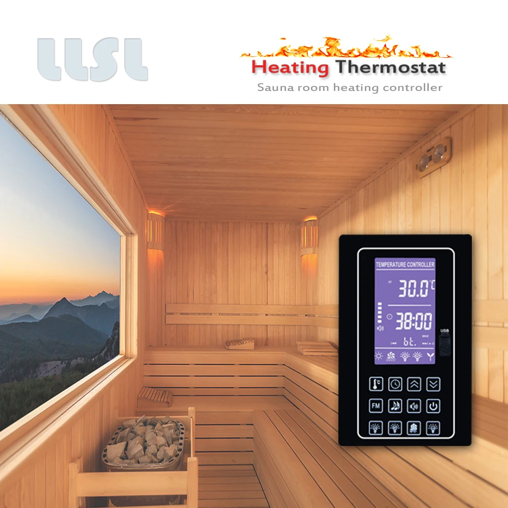 Pengontrol Pemanas 220V 4.5KW Cocok untuk Ruang Sauna Layar Tampilan Besar Pengontrol Pemanas Hitung Mundur