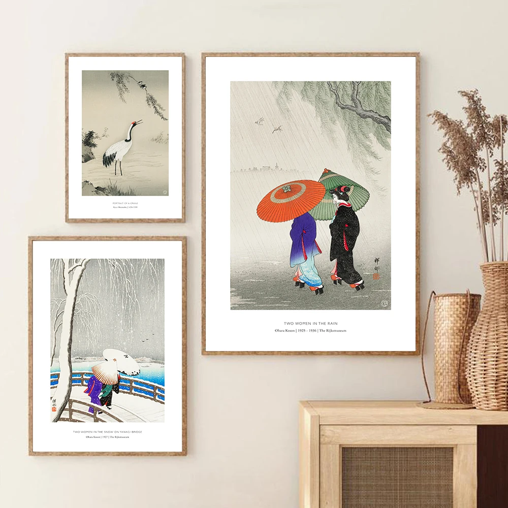 Retro Japanese Fuji Waves Geisha Woman Canvas Painting Posters And Prints Wall Art Pictures Modern Living Room Home Decoration