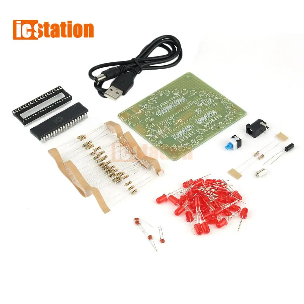 51 Single-chip Heart-shaped Water Light DIY Kit LED RGB Love Light Colorful Glare Electronic Production DIY Send Program