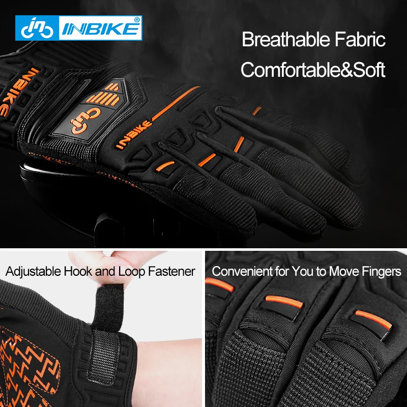 INBIKE MTB Bike Gloves Full Finger Thickened Pad Shockproof Breathable Road Bicycle Gloves Men Women Sport Cycling Gloves MC030