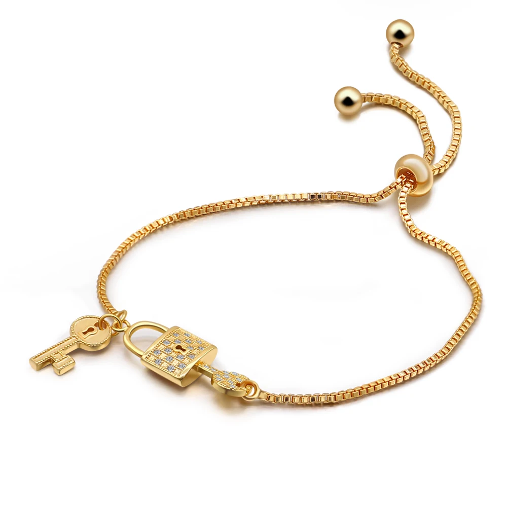 Fashion 925 Sterling Silver Bracelets Personality Design Key Lock Pendant Gold Plated Box Chain Kpop Bracelet For Women Jewelry view 6