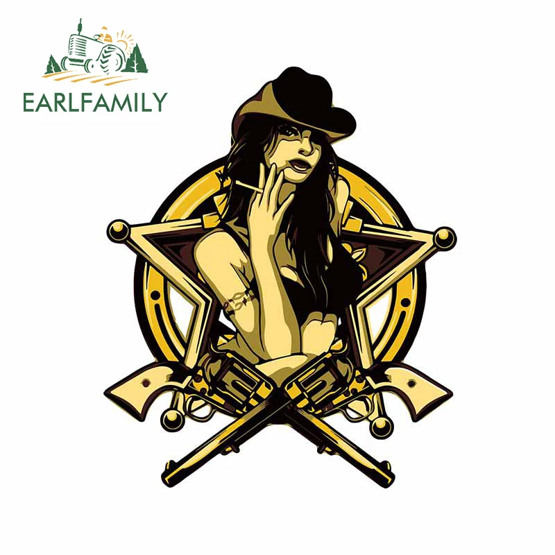 EARLFAMILY 13cm x 10.7cm For Sexy Sheriff Car Door Stickers Vinyl Material Decal Motorcycle Auto Air Conditioner Decoration