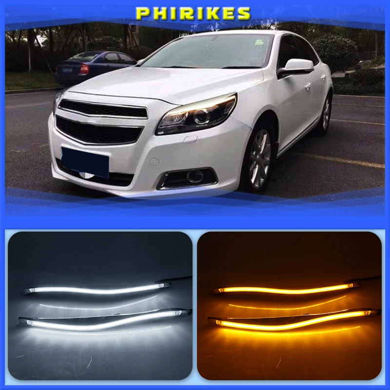 

LED Eyebrow Daytime Running Light DRL With Yellow Turn Signal Light For Chevrolet Malibu 2012 2013 2014 2015